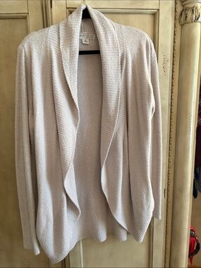 Barefoot Dreams Open-Front Shawl Collar Cardigan - Light Cream